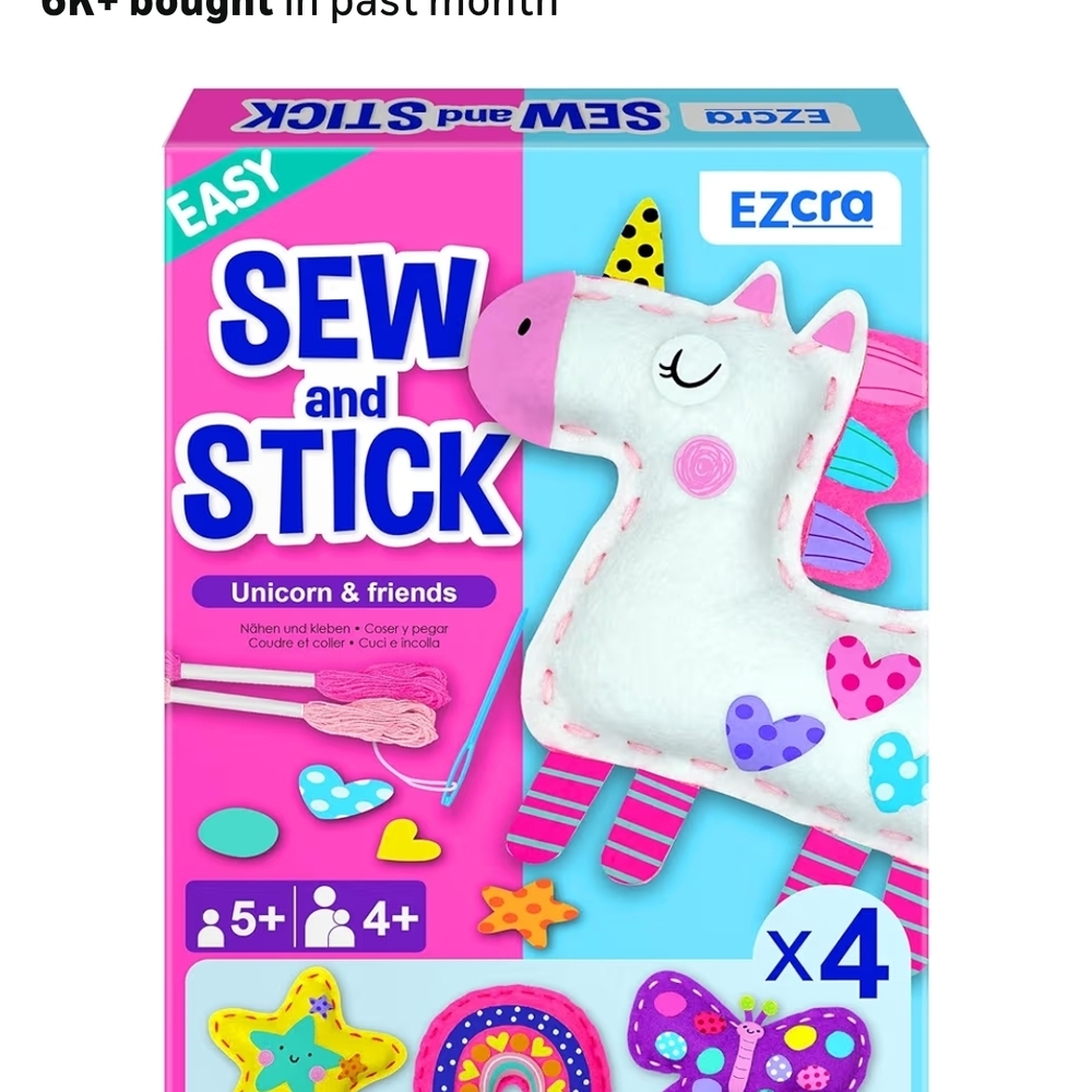 Sew and Stick Unicorn Craft Kit - Pink and White